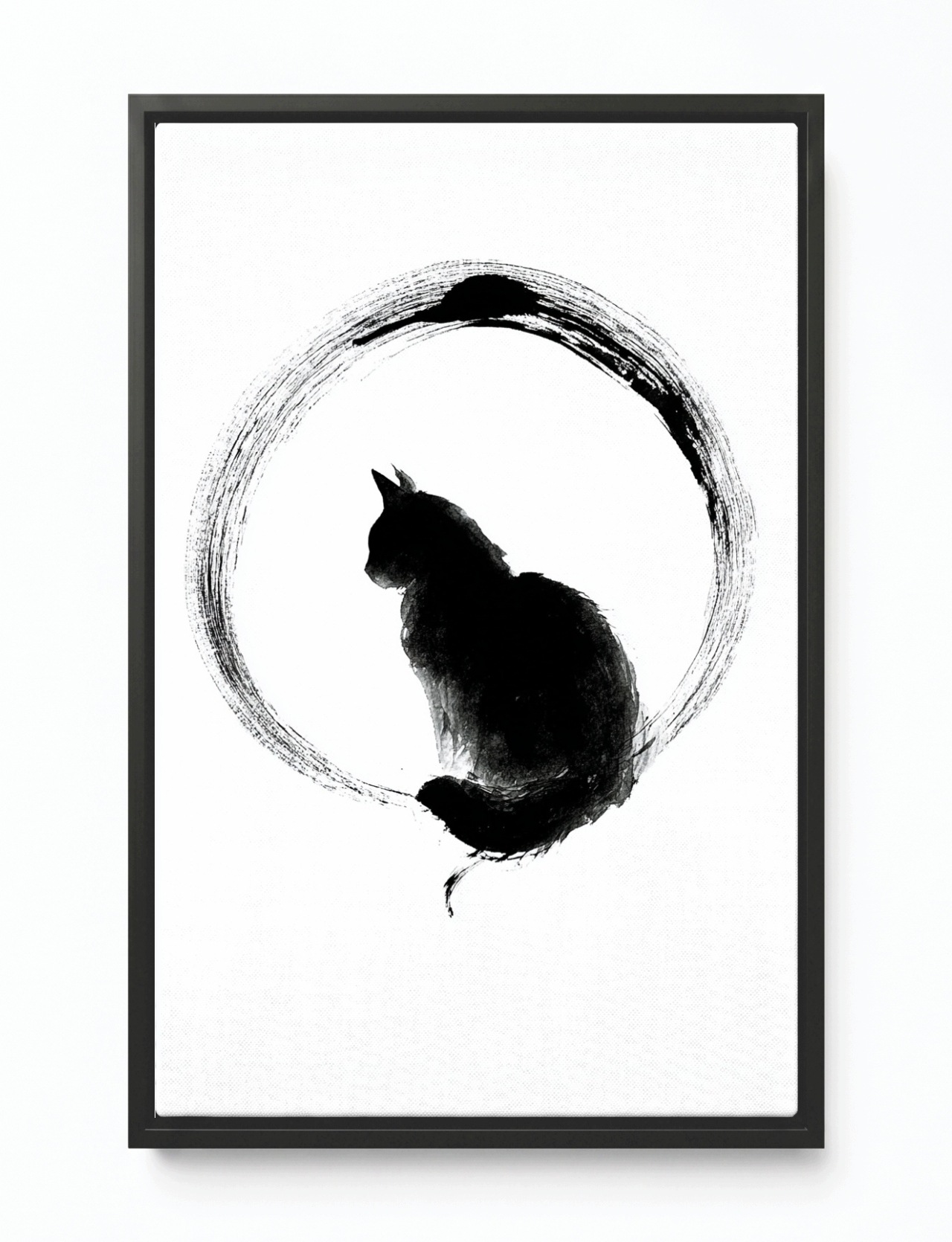 Obraz Rám Americký Box Grafika Geometrie Kolo Kočka Černá Bílá B&w 40x60
