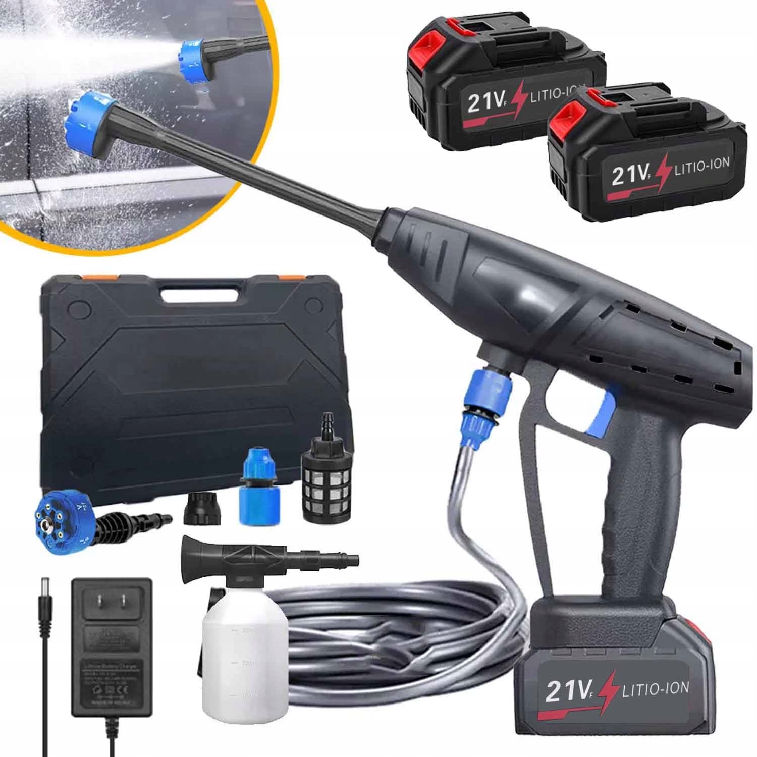 Zahradní Akumulátorová Tlaková Myčka Na Mytí Oken A Kostek, Sada 21 V