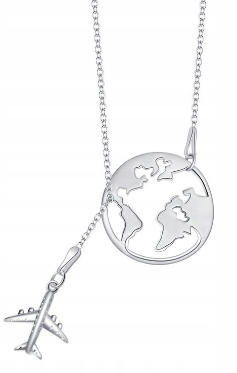 Stříbrný náhrdelník řetízek dámský s přívěskem letadlo celebrita stříbro