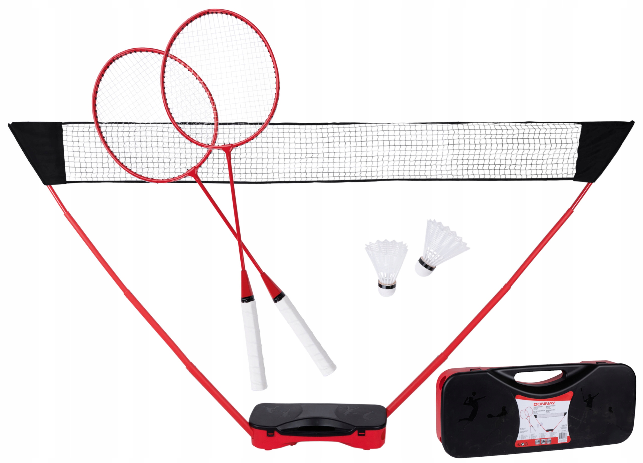 Zestaw do badmintona przenośny rakietki siatka lotki w walizce Donnay 5w1