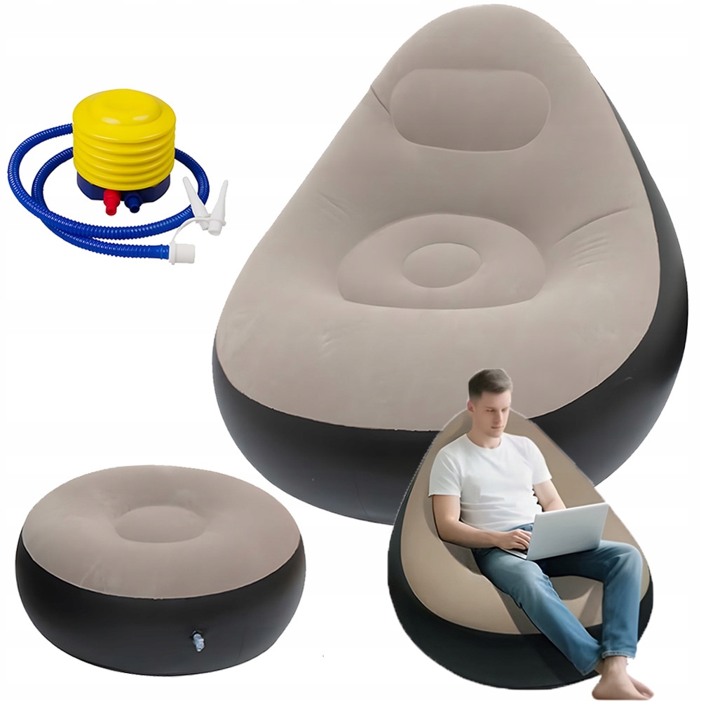 Wytrzymały Materac Dmuchany Lazy Bag Leżak Na Plażę Air Sofa Z Podnóżkiem