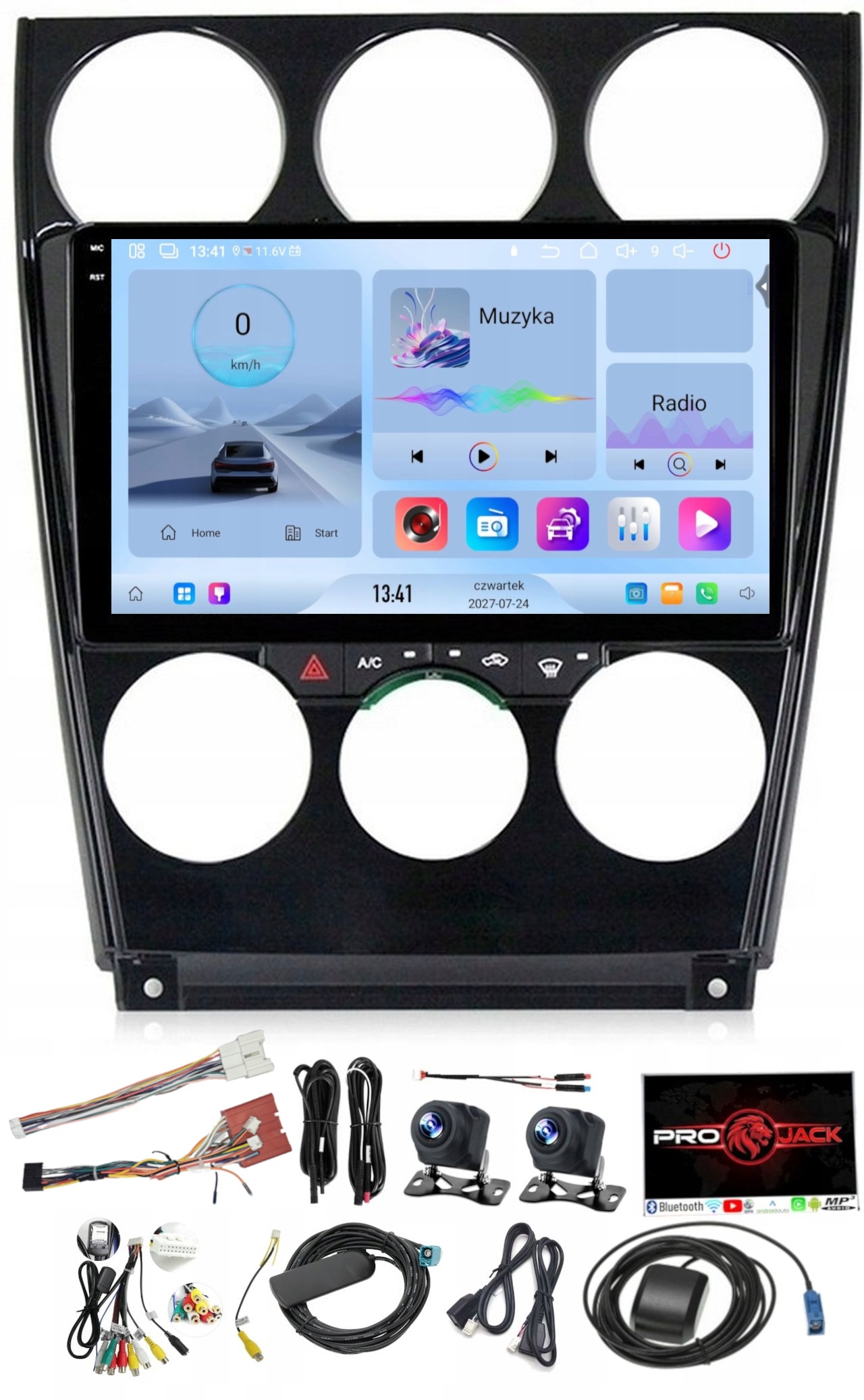 Rádio Navigace Carplay Gps Android Bt Mazda 6 A 2002-2008 4GB 64GB Sim