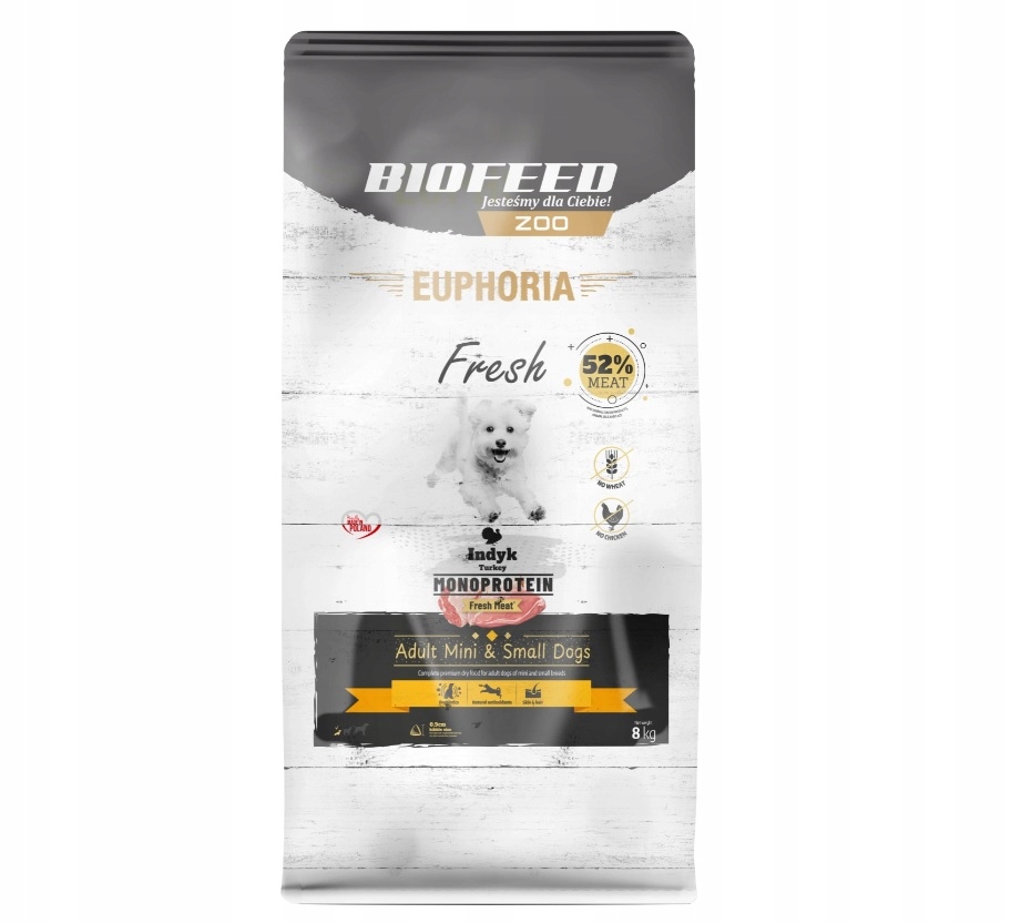 Biofeed Euphoria Fresh Meat Adult 8kg Mini Small Indyk Monoprotein