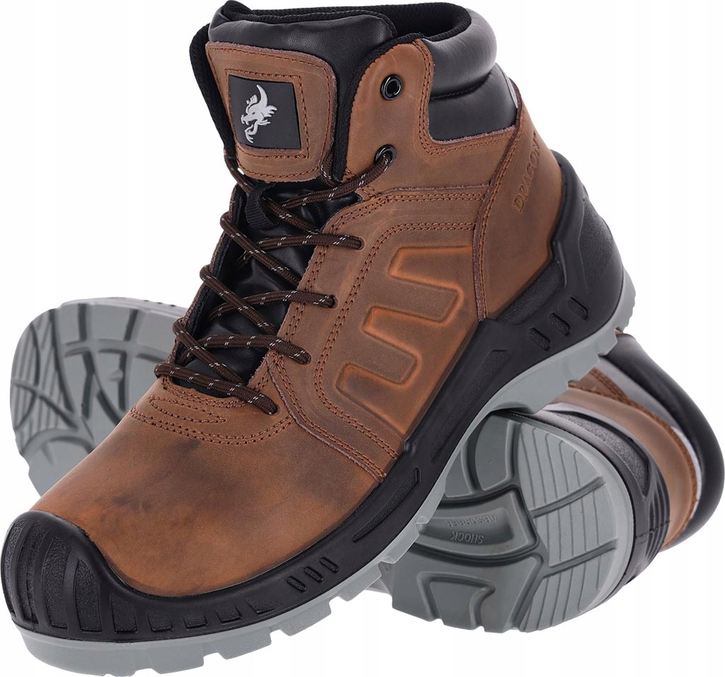 Buty robocze trzewiki ochronne skórzane z kompozytowym podnoskiem kevlar