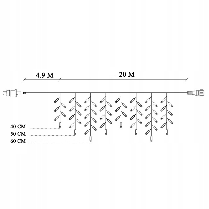 SOPLE 510LED LAMPKI ZEWNĘTRZNE 25M GRUBE FLASH KURTYNA GIRLANDA ŚWIETLNA Średnica kuli 1 cm