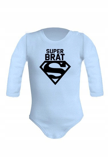 

Body niemowlęce niebieskie napis Super Brat 6M