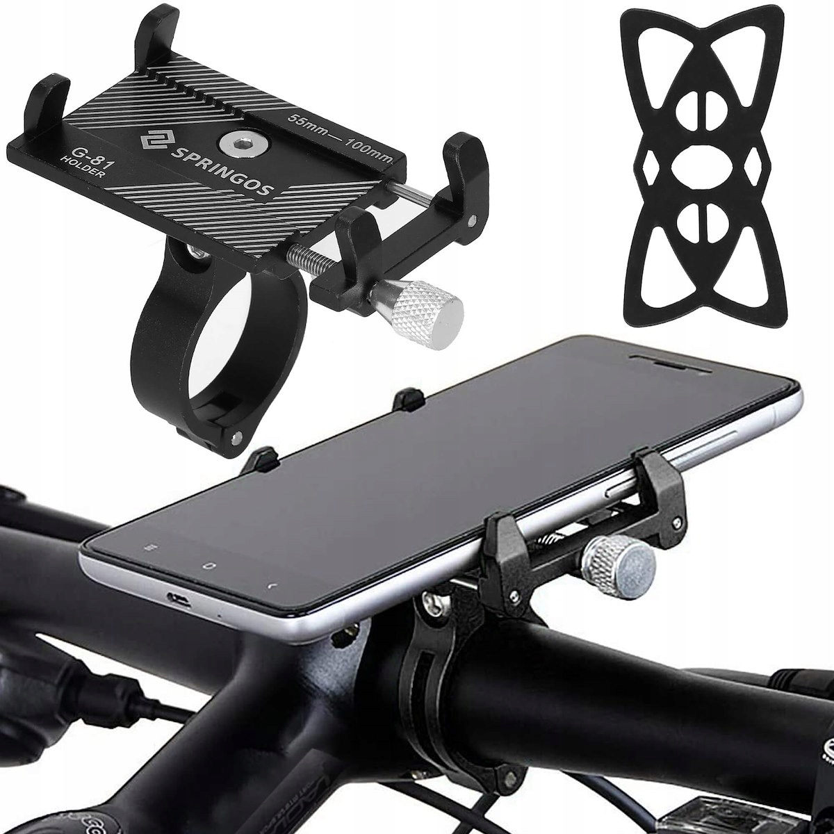 UCHWYT ROWEROWY NA TELEFON NA ROWER KIEROWNICĘ ALU MOCNY DO ROWERU NA MOTOR Model na smartfon kierownicę GPS rower mocny