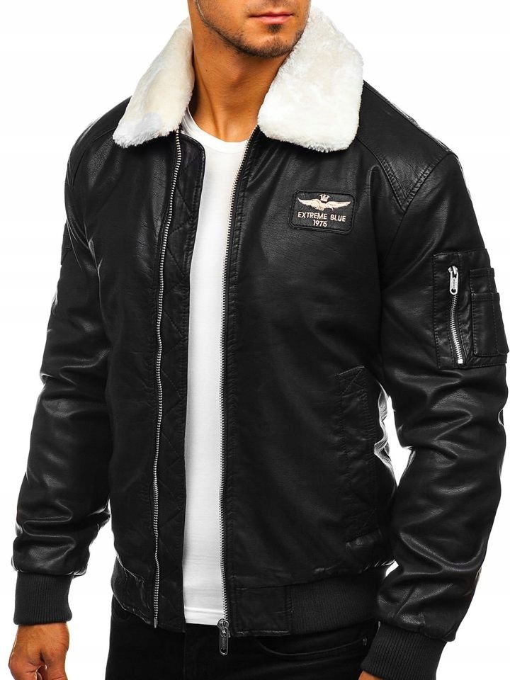 

Kurtka Skórzana Pilotka Czarna EX837 Denley_xl