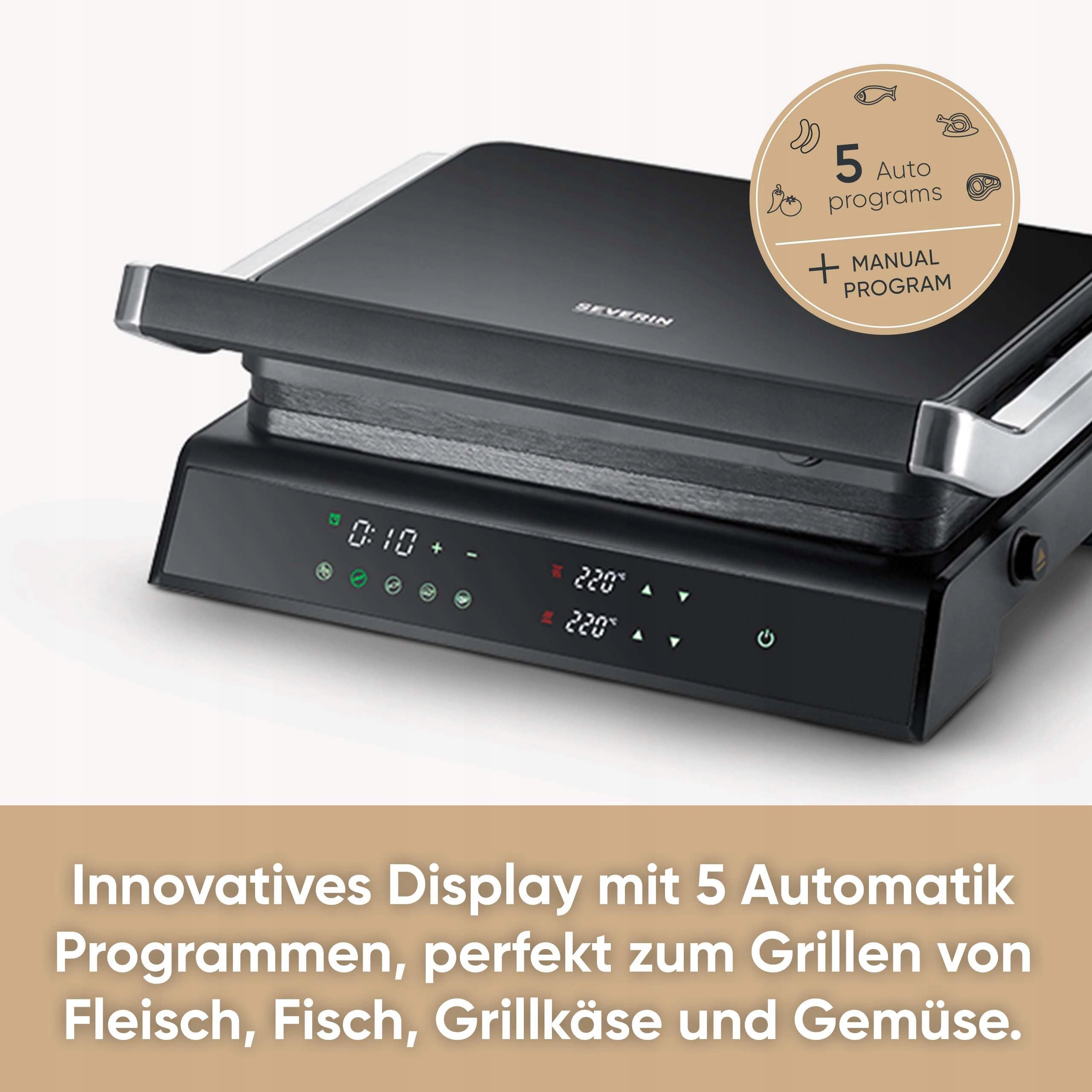 SEVERIN SEVINI Grill Elektryczny Do Mięsa Ryb Warzyw 1800W Czarny — miniatura 2
