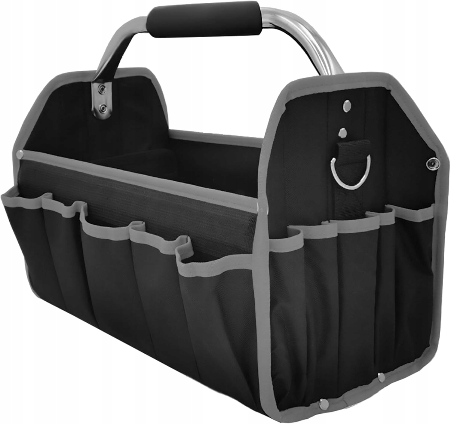 Pracovní taška na nářadí otevřená s rukojetí, popruh na rameno velký 41×22×27 cm