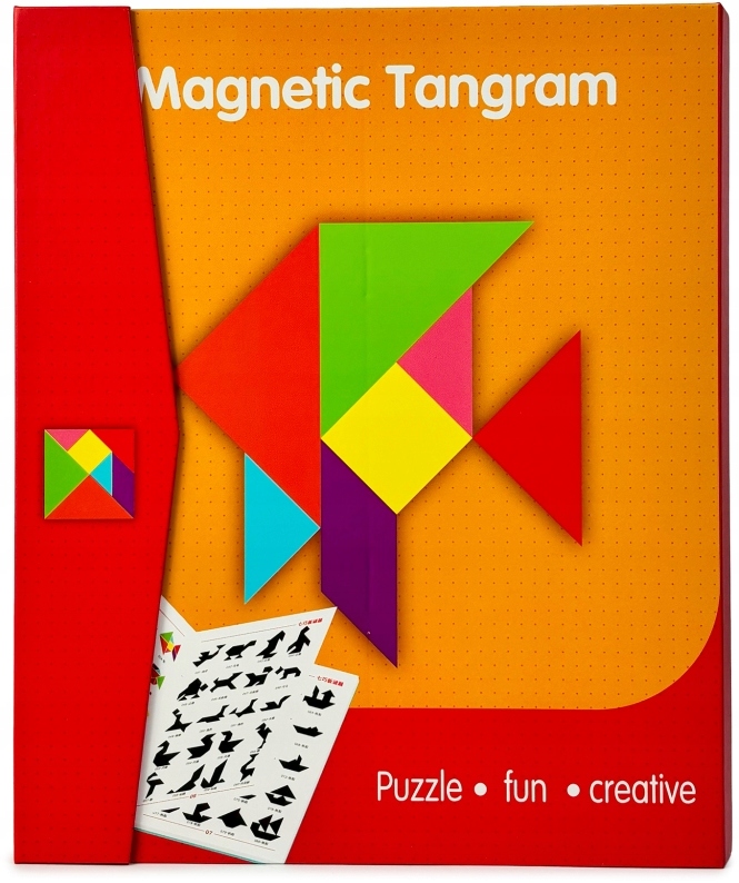 TANGRAM DREWNIANE KLOCKI MAGNETYCZNE MAGNES KSZTAŁTY UKŁADANKA MONTESSORI Marka NORIMPEX