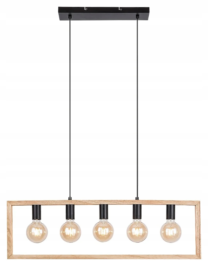 Škandinávska drevená závesná lampa čierna hnedá do obývačky 5 bodov Rabalux