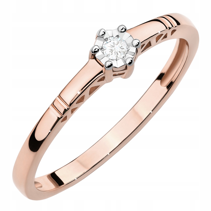Zlatý Prstýnek pr. 585 Jednoduchý Brilant 0,03ct 14k