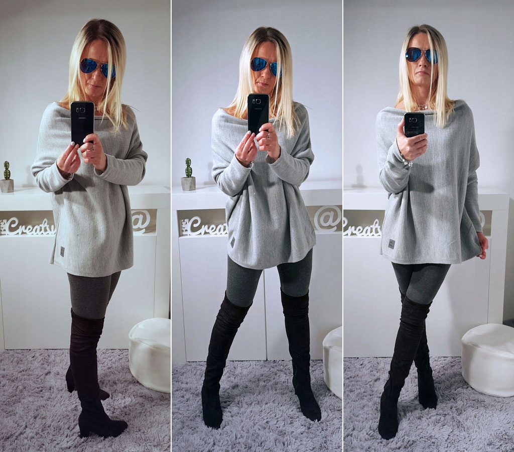 

Sweterek Oversize Tunika Sweter Wool Odkryte Ramię