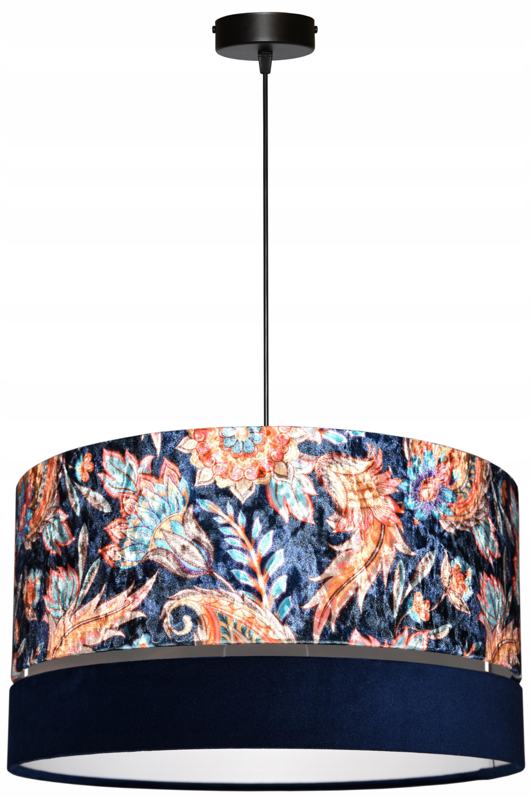 Závěsná stropní lampa Zwis Abażur E27 40/22 cm Květy Orientu Panca Welur