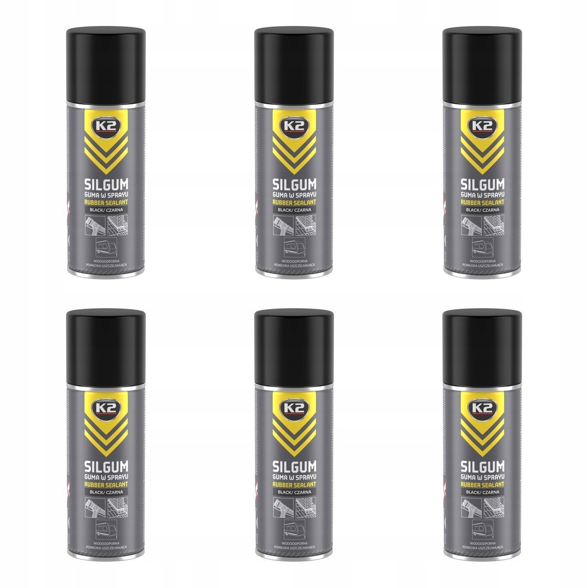 Guma ve spreji, pokrývačský tmel černý 400 ml K2 Silgum