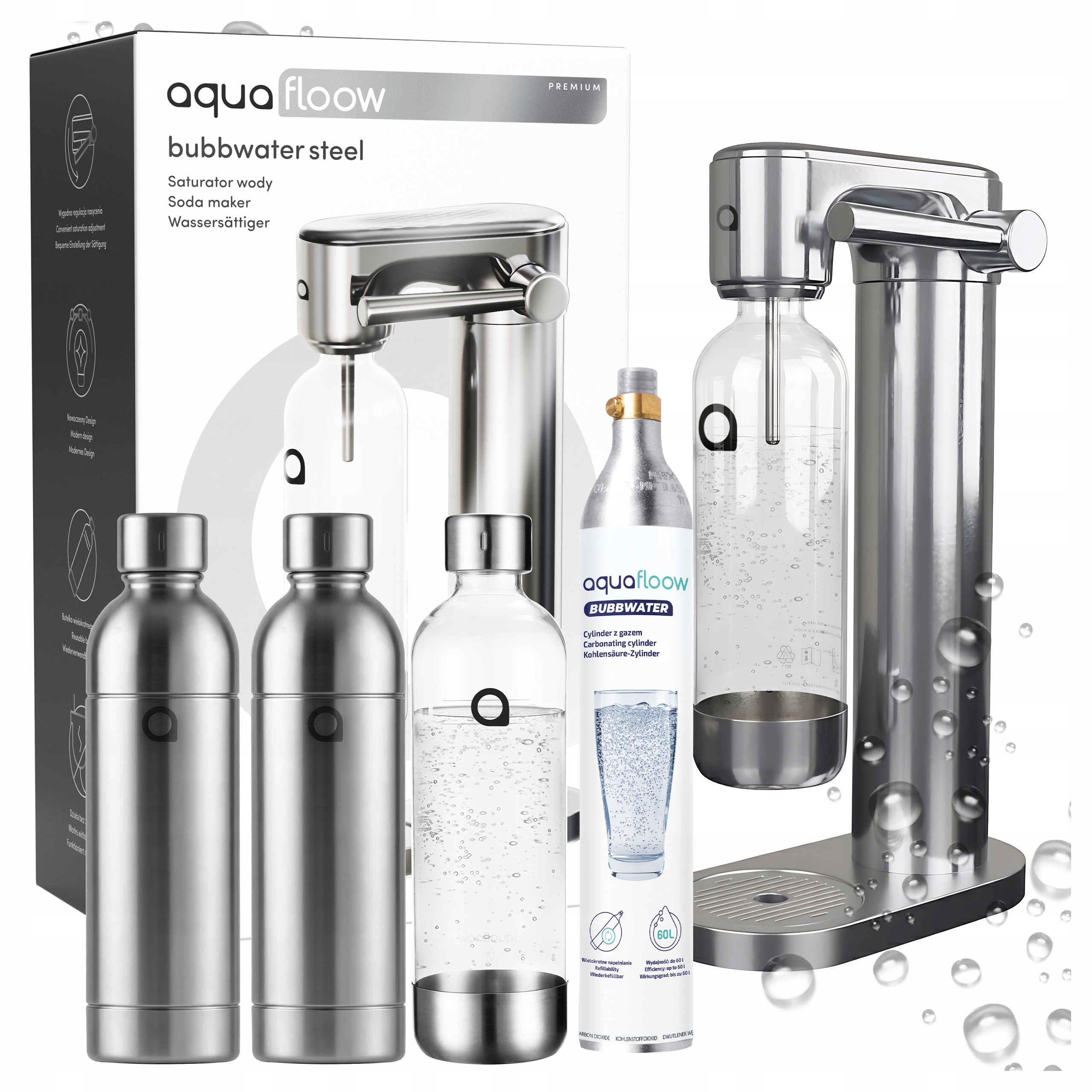 Ocelový Výrobník Sody Pro Plynování Cylinder Každých 2 3 X Láhev Na Vodu Sada