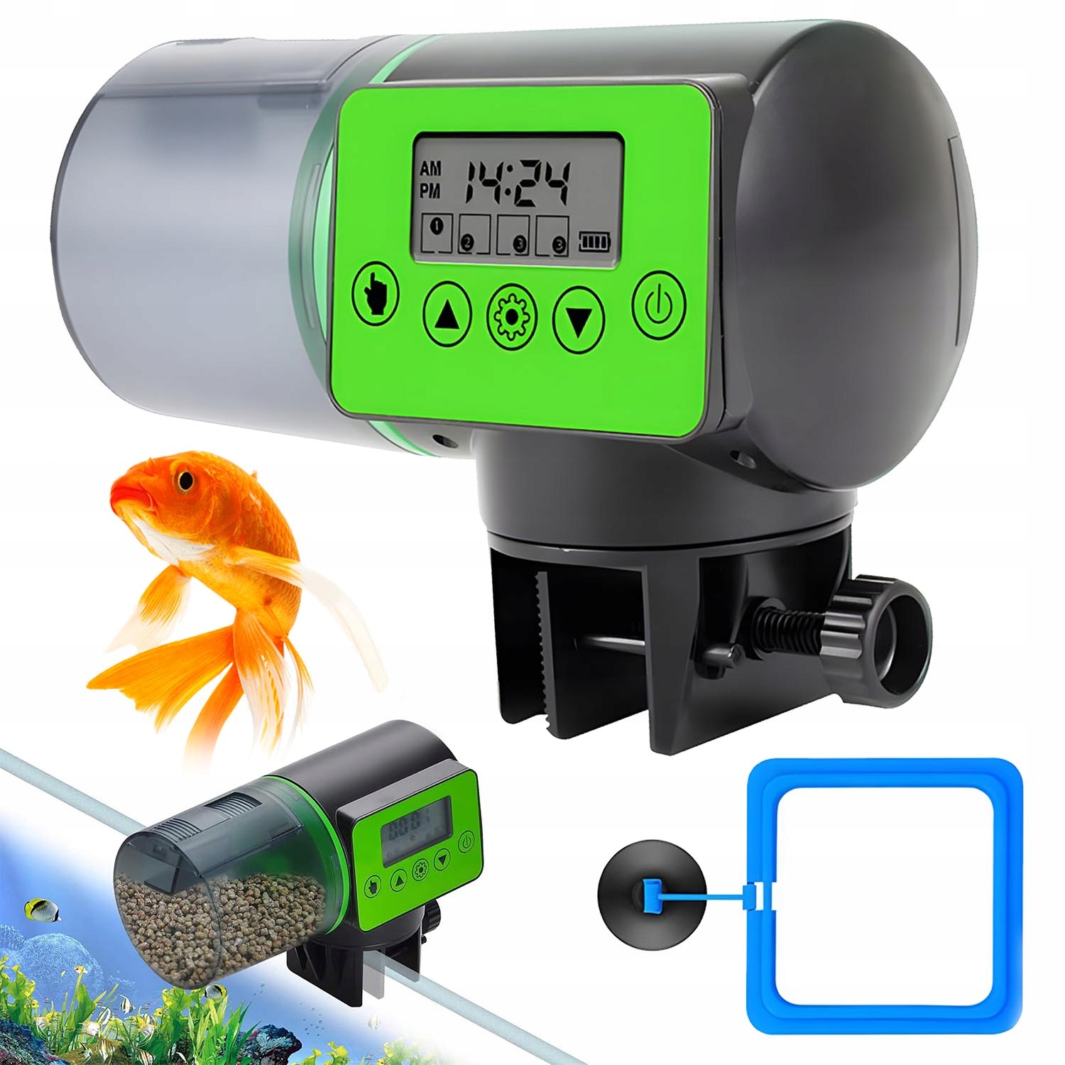 Levně Automatické Krmítko Pro Ryby 200 ML S Nastavitelnou Otočnou Základnou