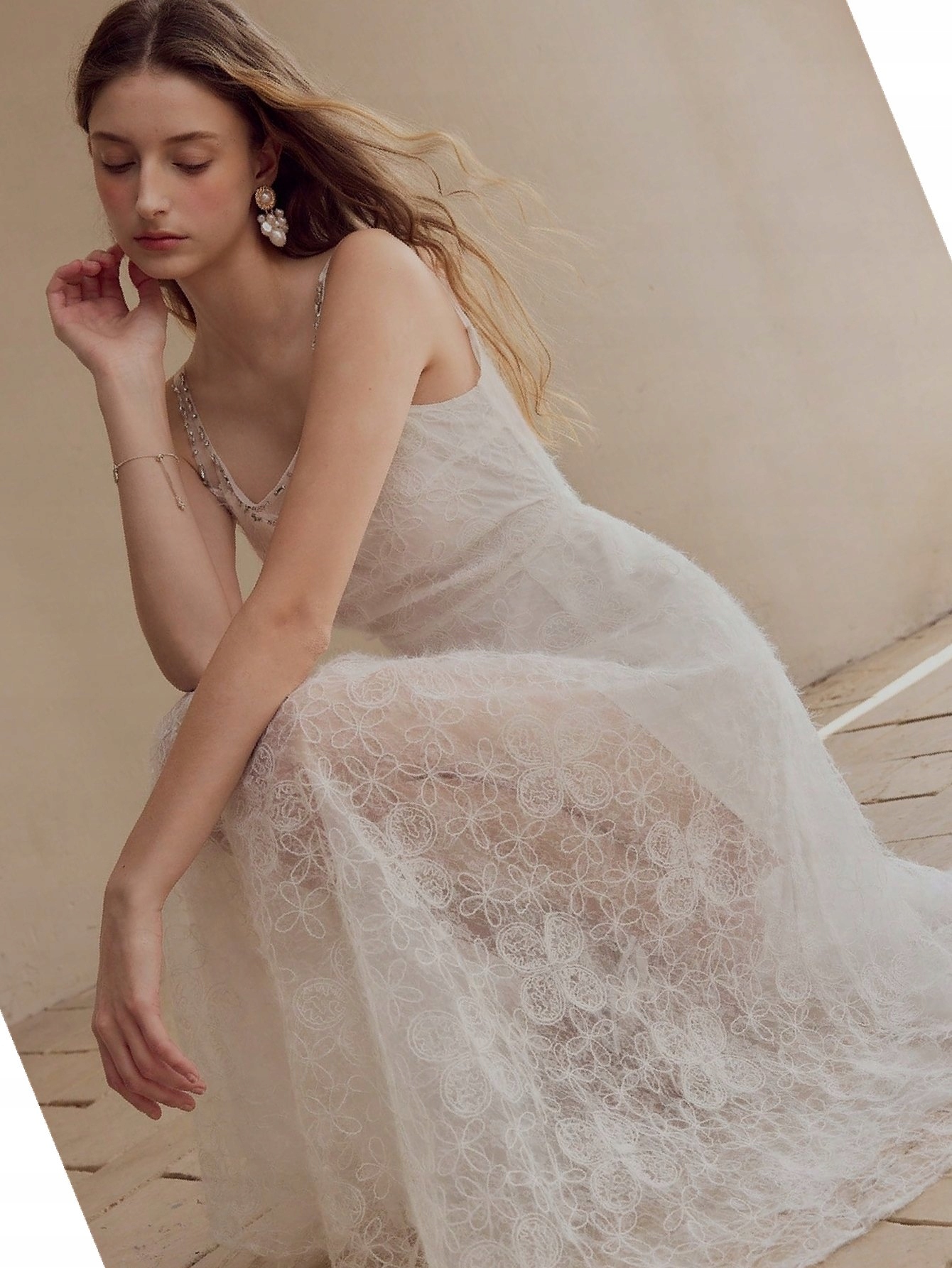 Šaty Maxi Balowa Motf Bílá Premium Krajková S 36