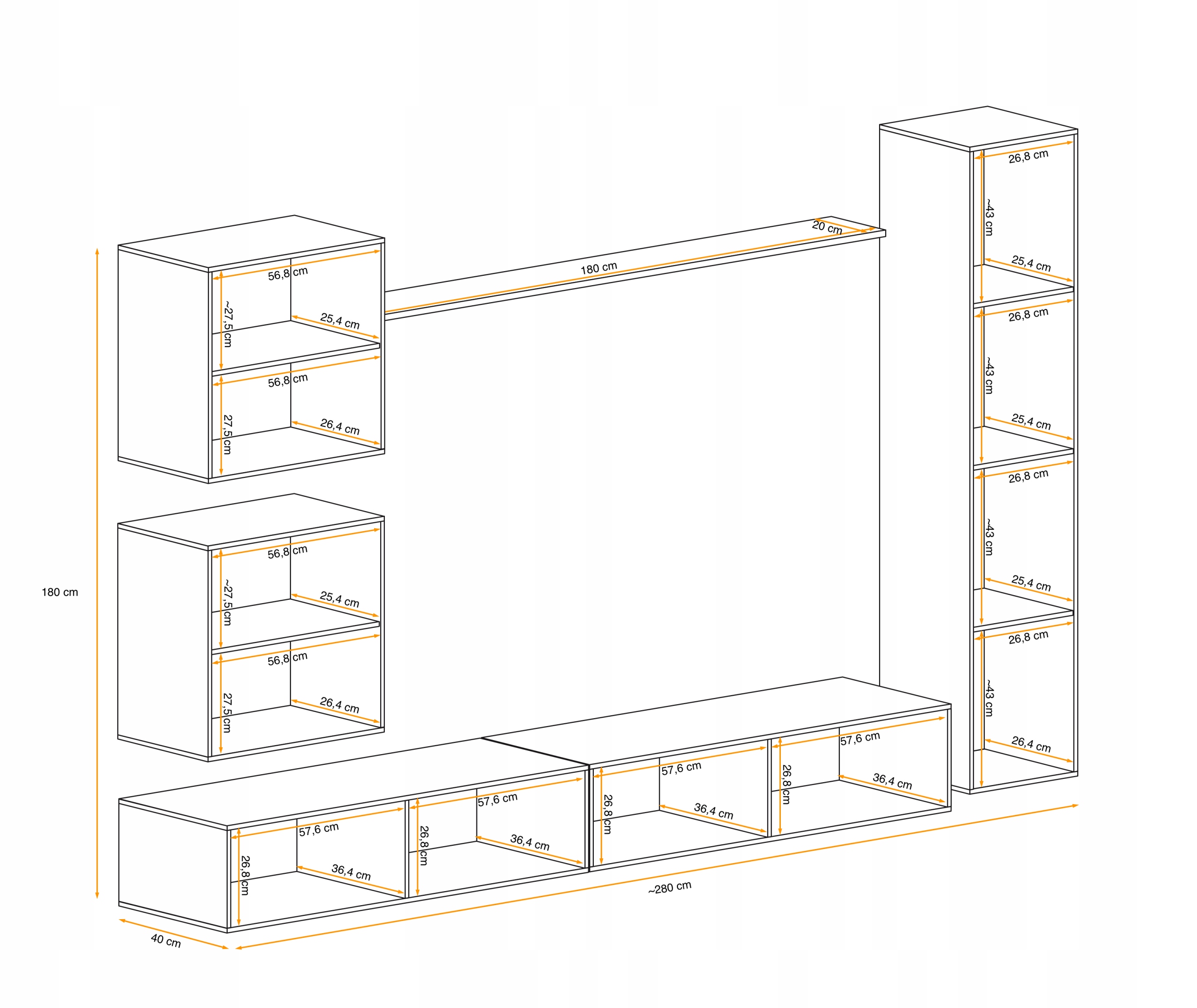 MEBLOŚCIANKA SWAP VIII - GG, W. POŁYSK PVC Kod producenta 26 GG SW 8