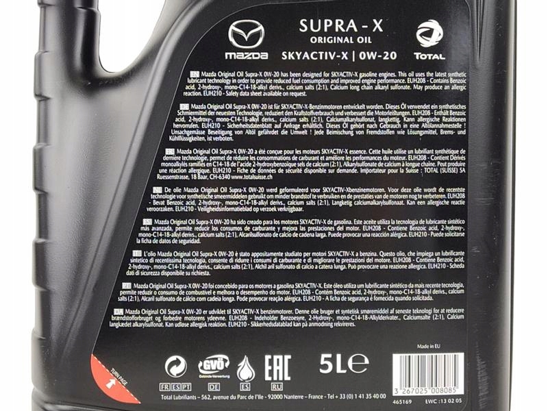 OE MAZDA SUPRA-X 0W20 SKYACTIV API SN 5L Model Mazda Supra-X