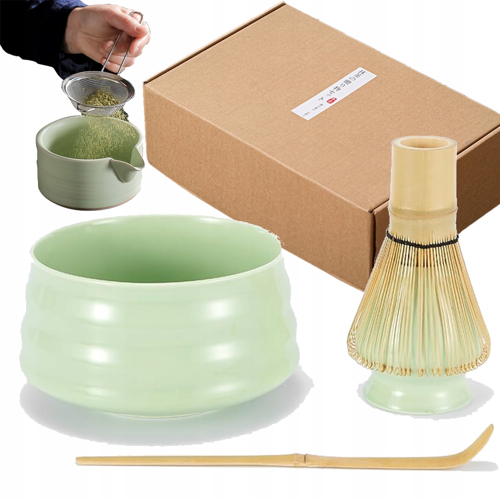 Komplet Pro Obřad Matcha Bambusová Chasen Keramická Nádoba Podstavec