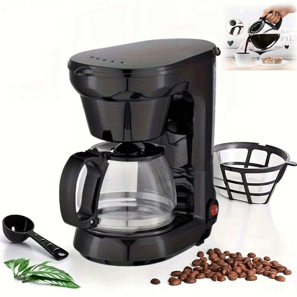 Kávovar 750 ML Pro 4-6 Šálků Se Snadným Naléváním Bez Odkapávání