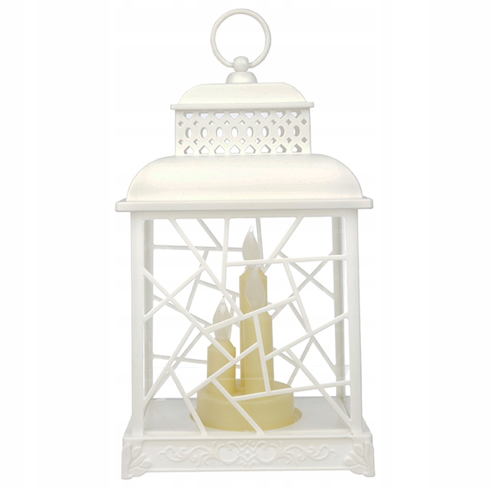 LAMPION DEKORACYJNY LATARNIA LED WITRAŻ BIAŁY