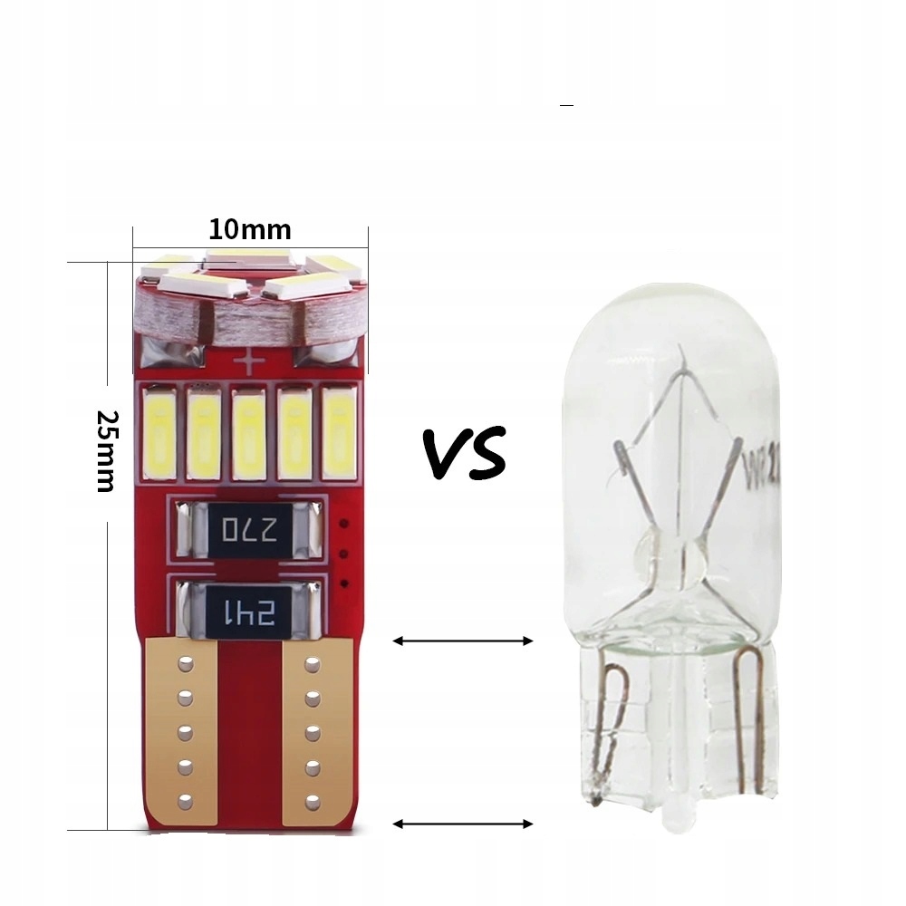 ŻARÓWKA LED W5W CANBUS T10 POSTOJOWA WNĘTRZA 360° BIAŁA Liczba sztuk 1 szt.