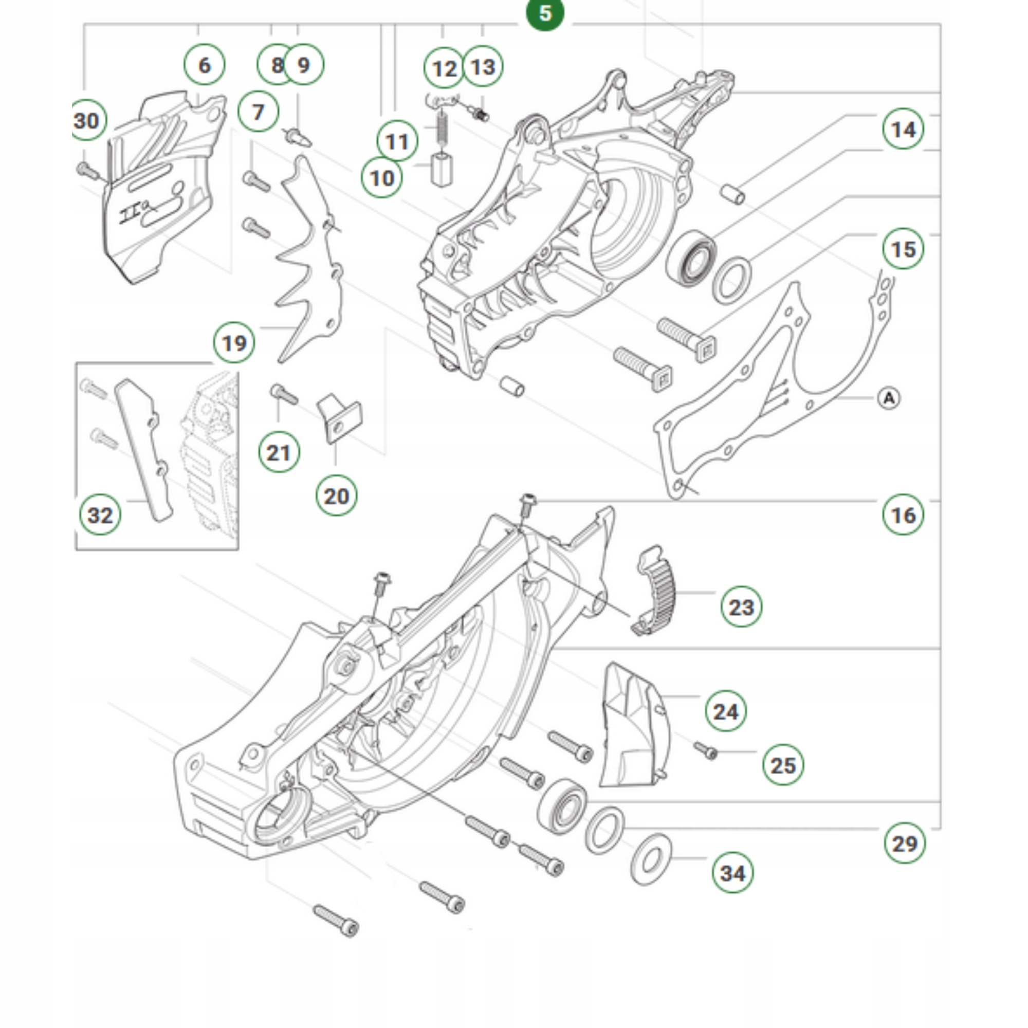 Kryt Základňa motora Kľuková skriňa Karter Husqvarna 560Xp 560XPG