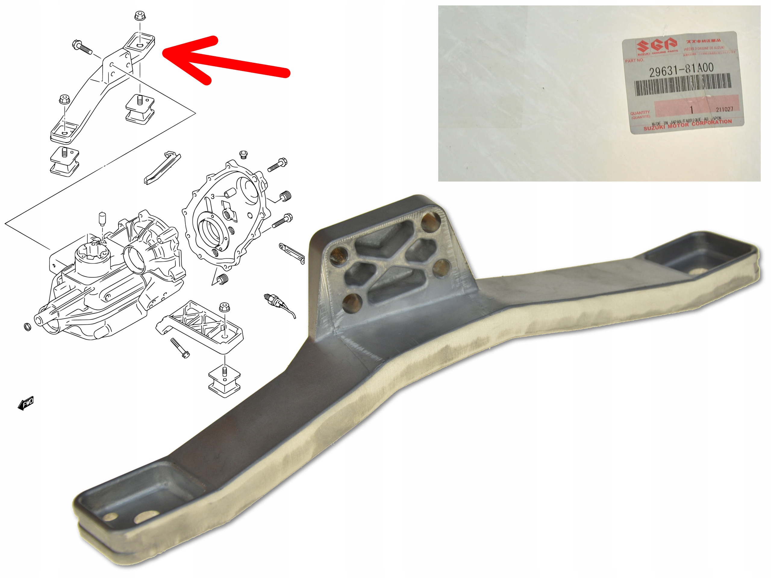 SUZUKI JIMNY 98- UCHWYT MOCOWANIE ŁAPA REDUKTORA