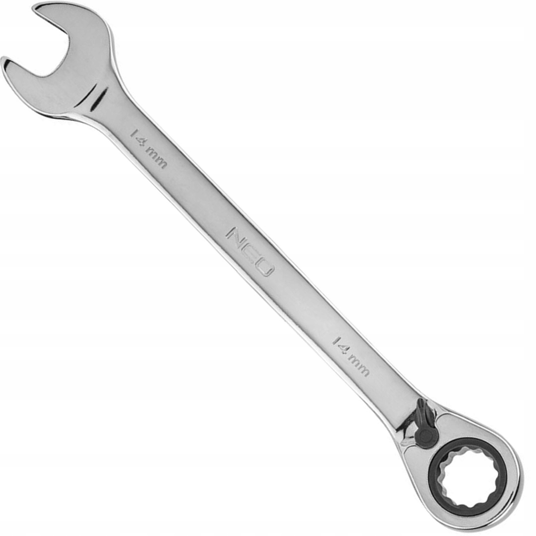 Neo Klucz 14mm płasko-oczkowy z grzechotką 72-zęby 190mm 09-326
