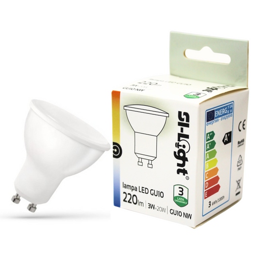 

Żarówka Źródło Led GU10 3W 4000K Neutralna 220lm