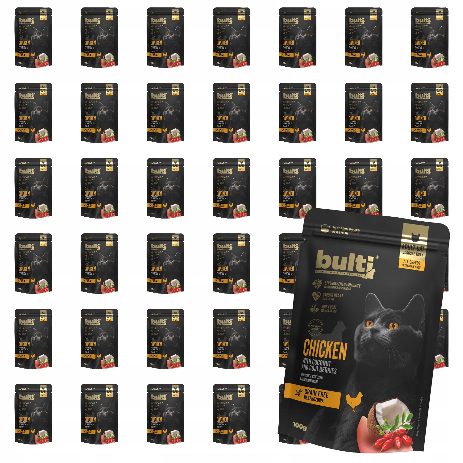 Bulti Superfood mokré krmivo pro kočky Kuřecí kokos a borůvky 40x100 g