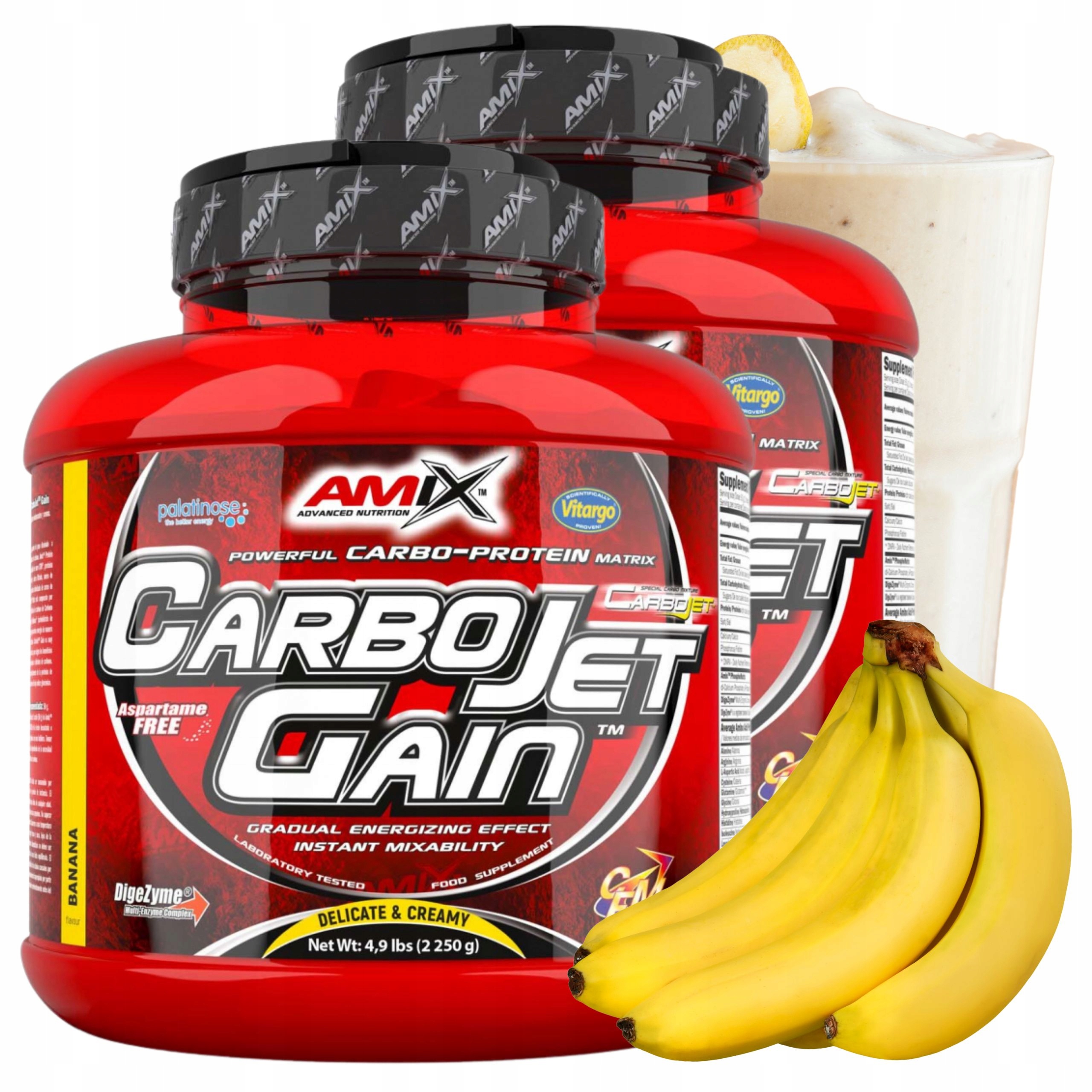 Protein na hmotu Gainer Protein Wpi Cfm Komplexní sacharidy Banán