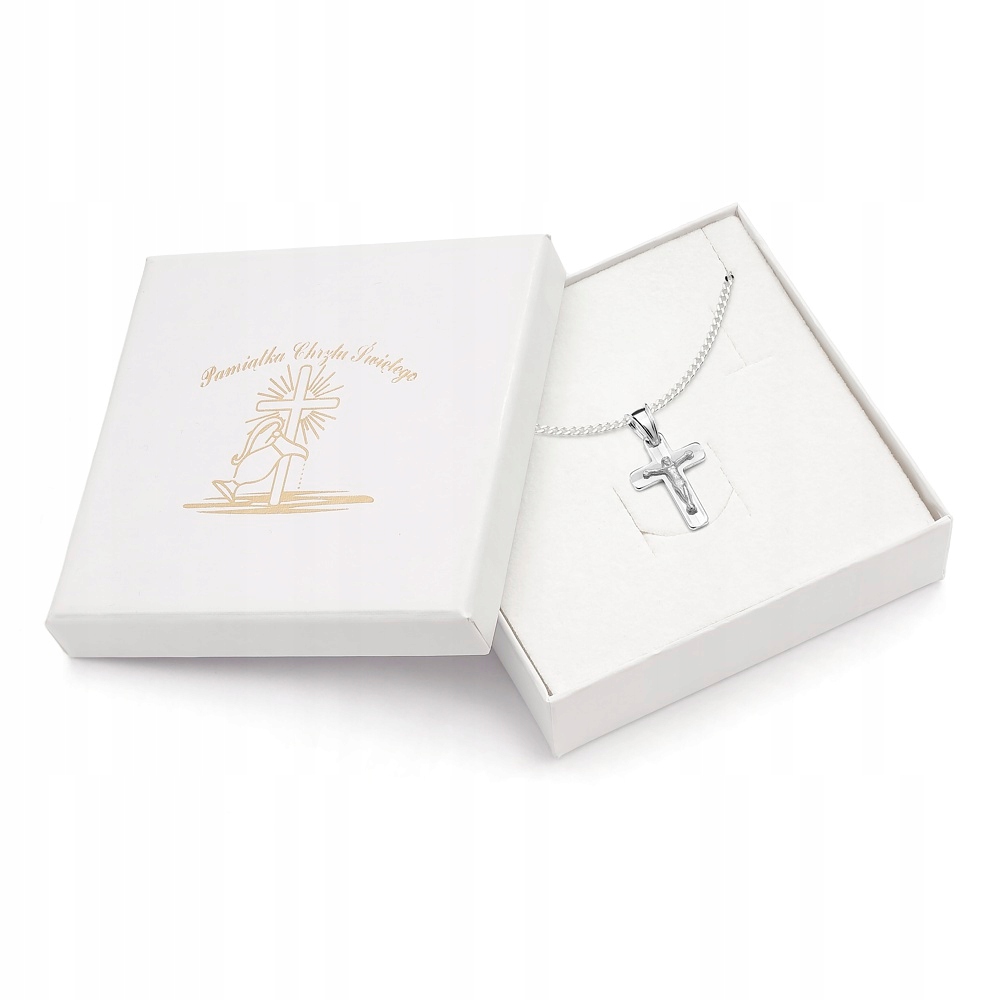 ŁAŃCUSZEK SREBRNY 925 KRZYŻYK D800 CHRZEST 45CM Kod producenta 50/45 800