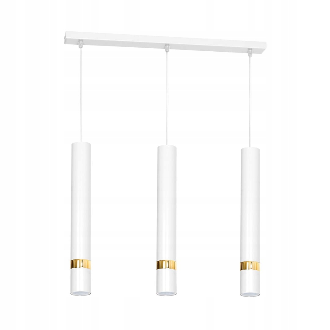 Závesná lampa Joker, biele cigarky so zlatými obrúčkami, glamour salón