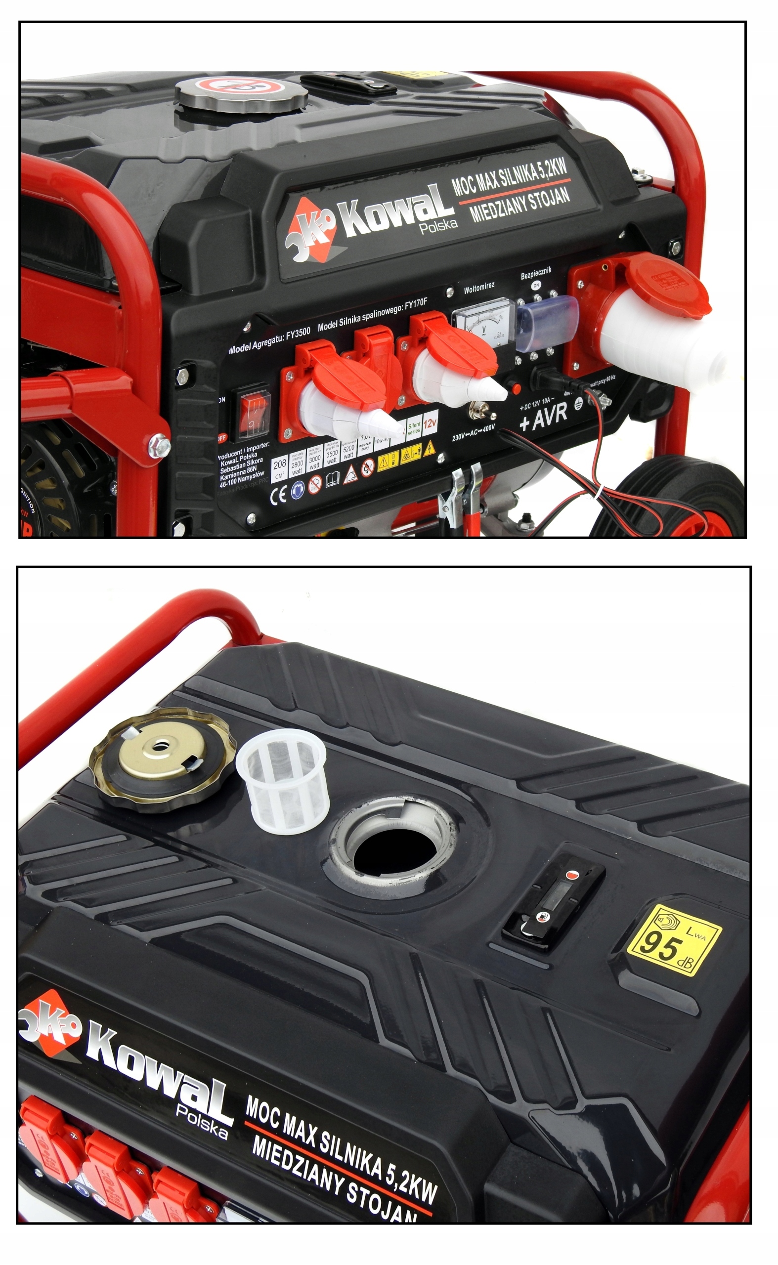 PROFESJONALNY AGREGAT PRĄDOTWÓRCZY 5,2kW prądu AVR+ MIEDZIANY STOJAN KOWAL Model FY3500
