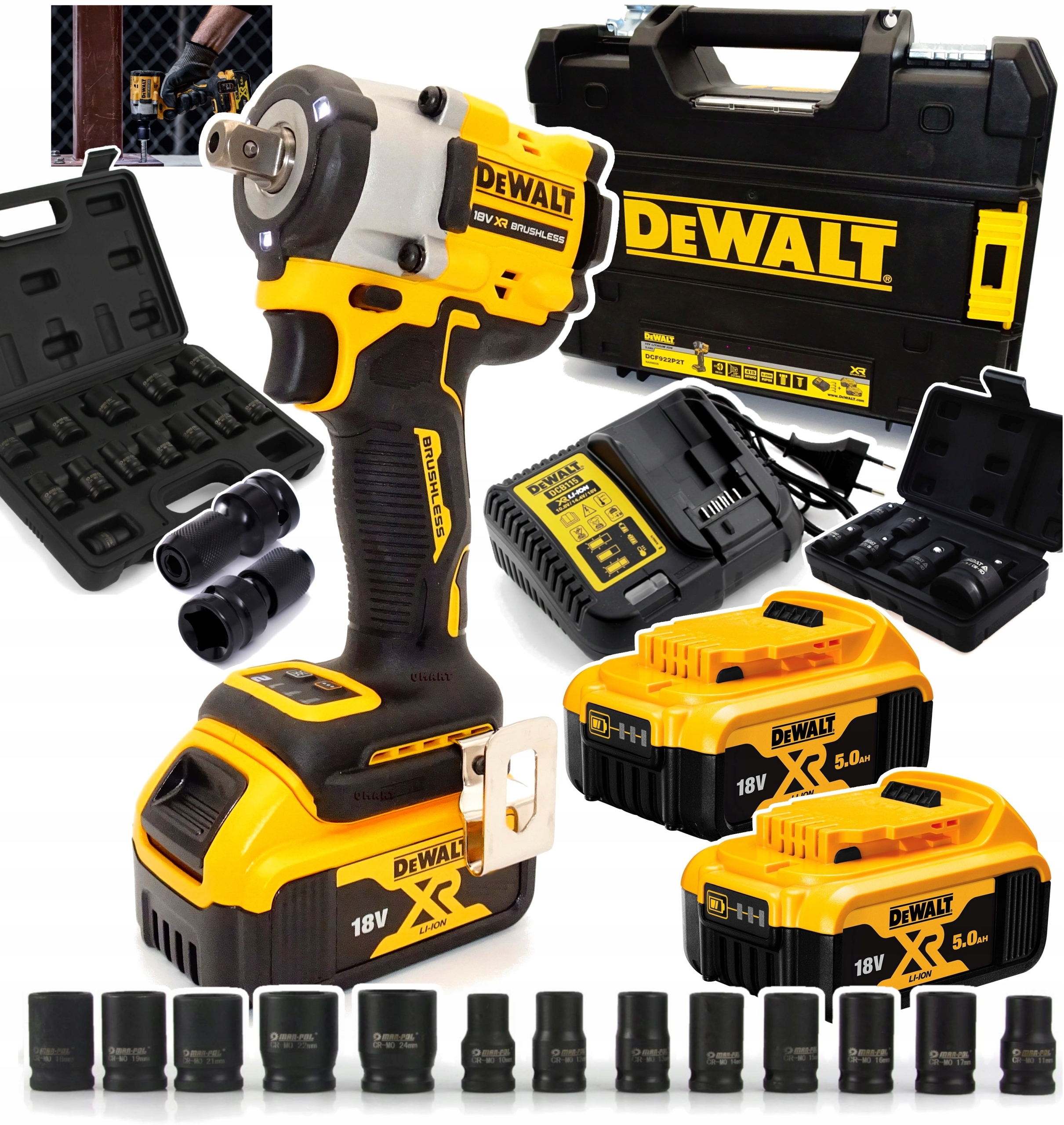 Rázový uťahovák s bezkartáčovým motorom DeWalt DCF922P2 2x5Ah 18 V 1/2"