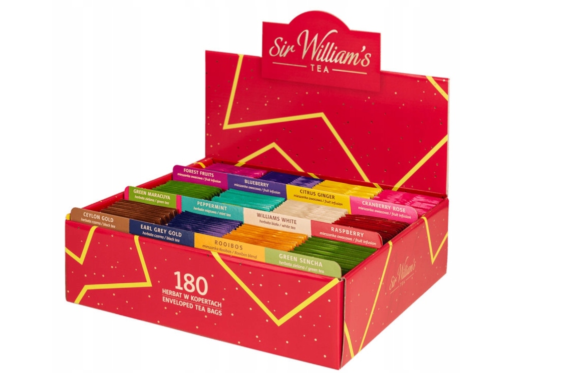 Prezenter z herbatami Sir William's Tea Zestaw 180 Herbat Mix Smaków