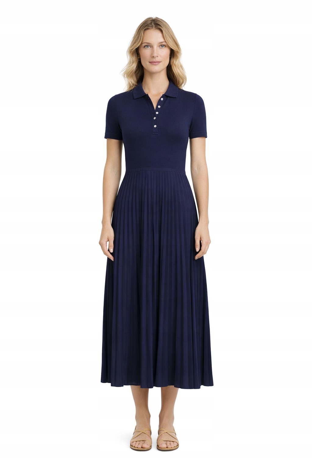 Polo Ralph Lauren Tmavě Modrá Šaty S Plisovaným Spodním Dílem Xs I3C