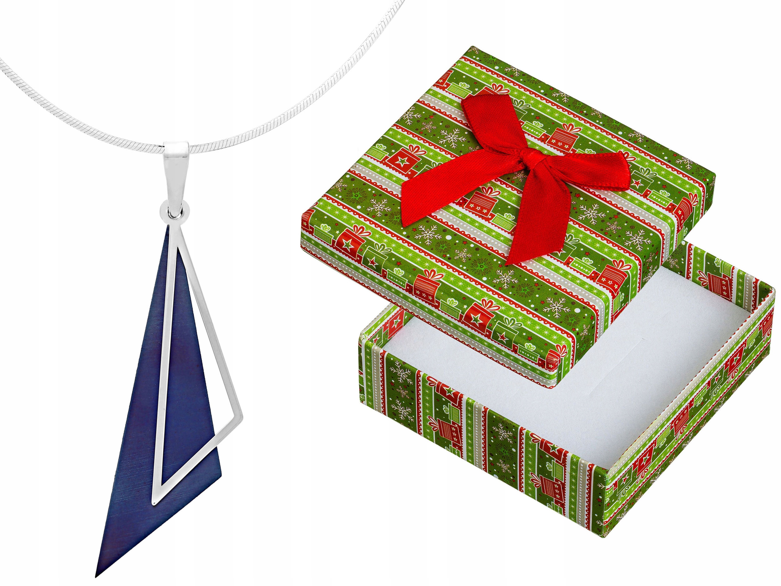 Velký stříbrný dámský geometrický náhrdelník s trojúhelníkem a titanem Choker 30 cm