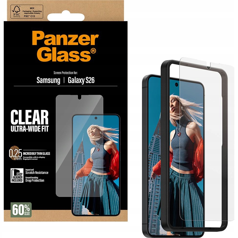 Tvrzené sklo pro Galaxy S26, PanzerGlass silné na displej aplikátor