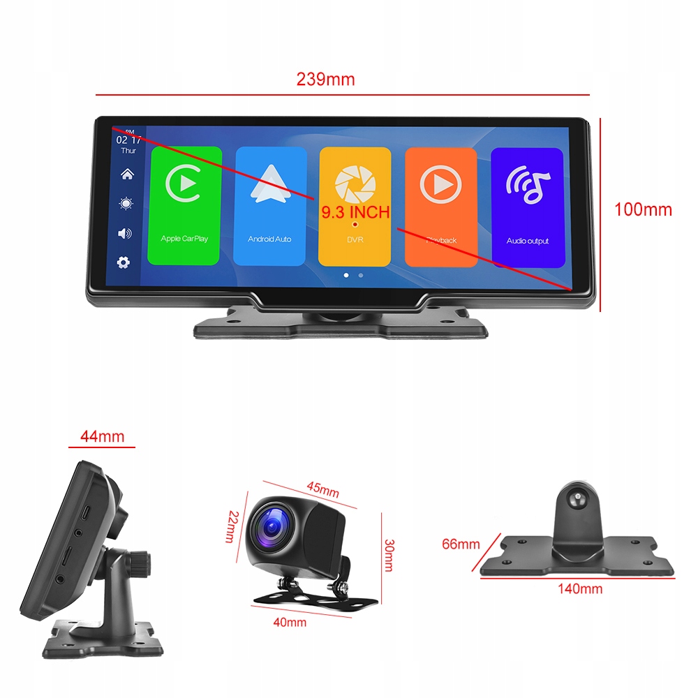 RADIO STACJA MULTIMEDIALNA MONITOR ANDROID AUTO APPLE CARPLAY DVR 2 KAMERY Montaż brak informacji