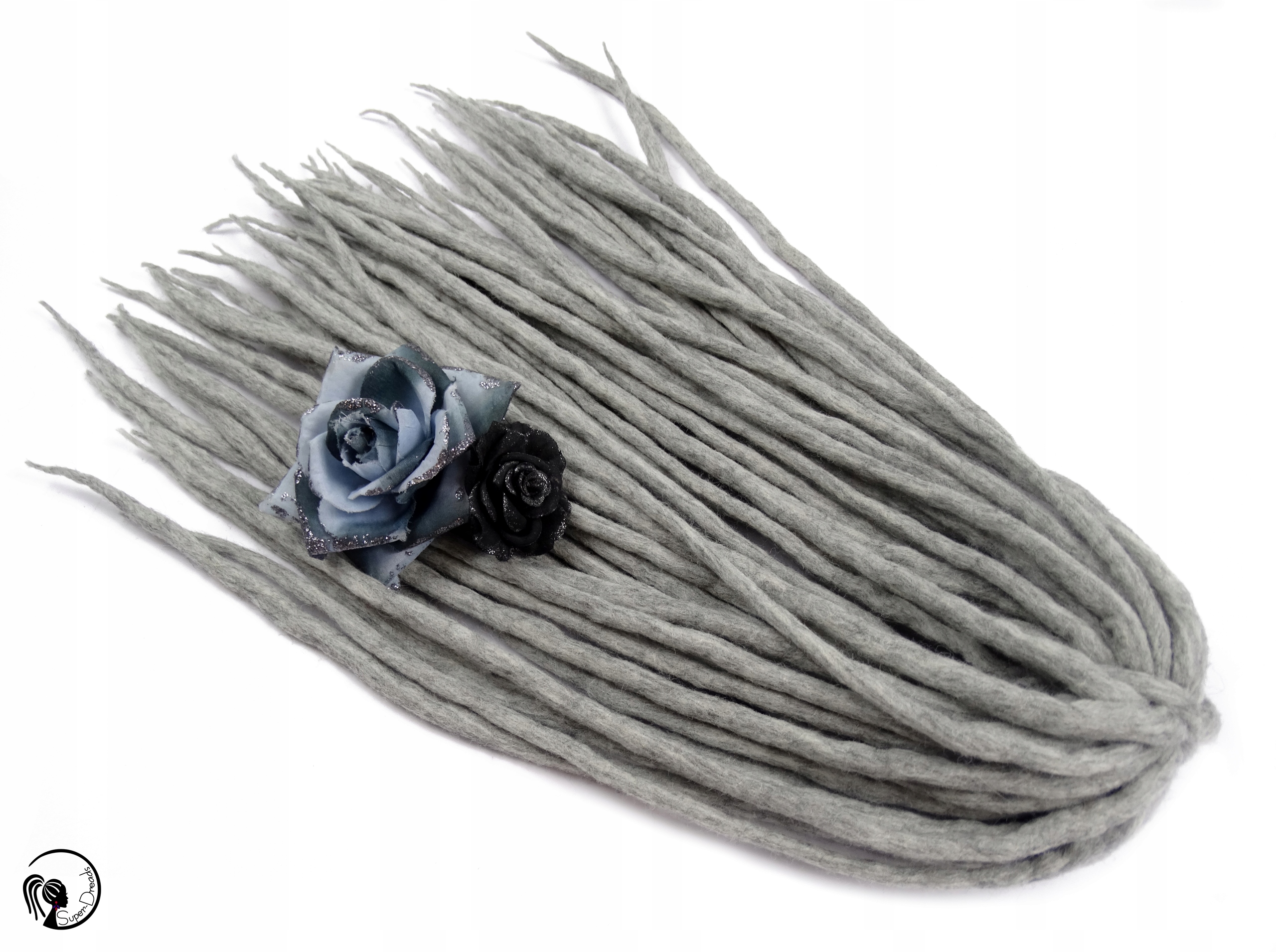 Dredloky Dredy vlněné, světle šedý melír, Babí Léto, 40 kusů