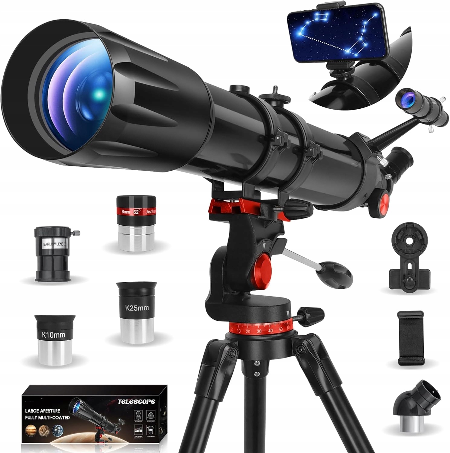 Astronomický dalekohled Meezaa 90/900 900 mm, zvětšení 36X-450X