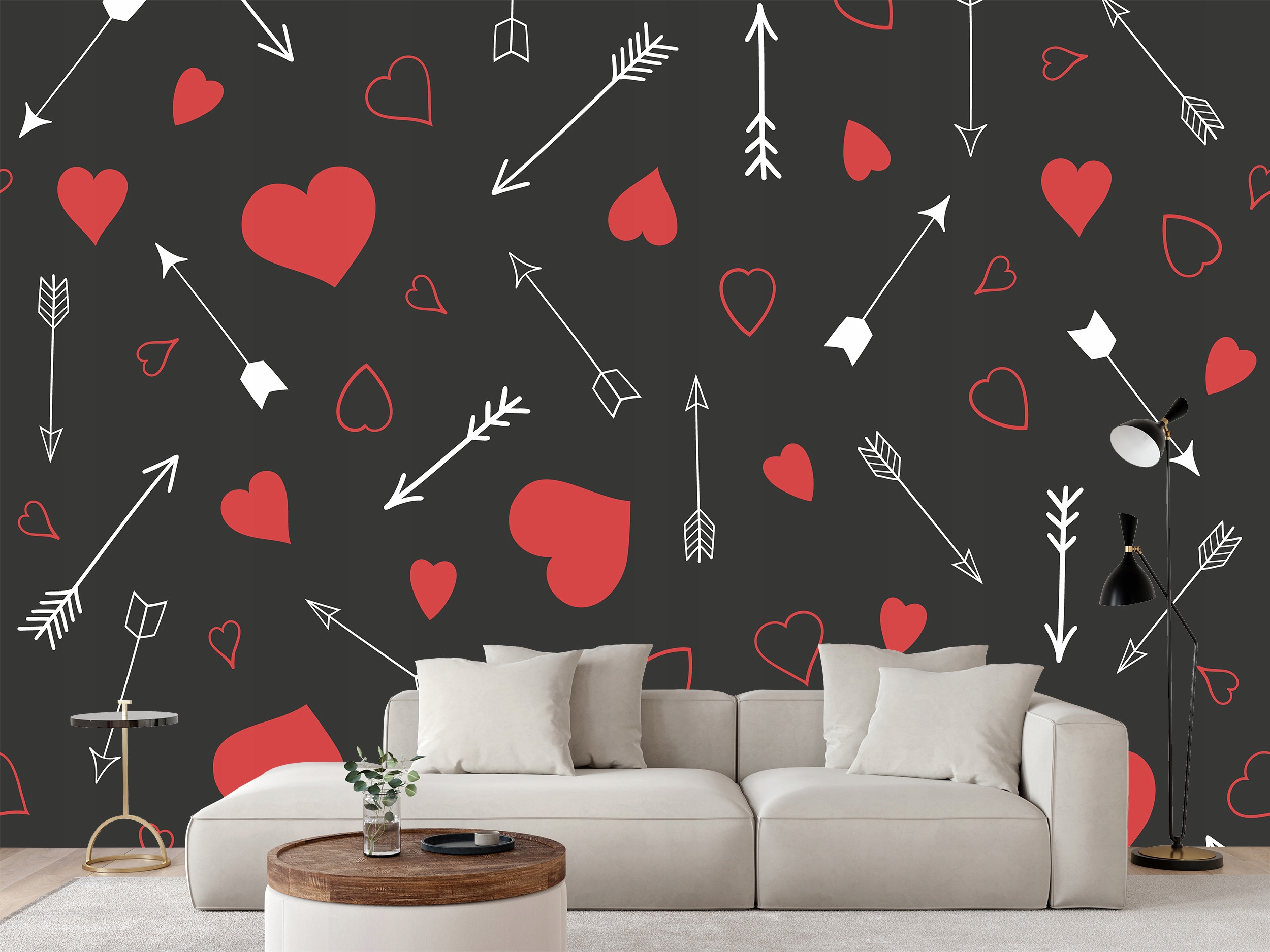 Fototapeta Romantické Srdce A Šípy Láska Deň sv. Valentína 368 x 280 cm