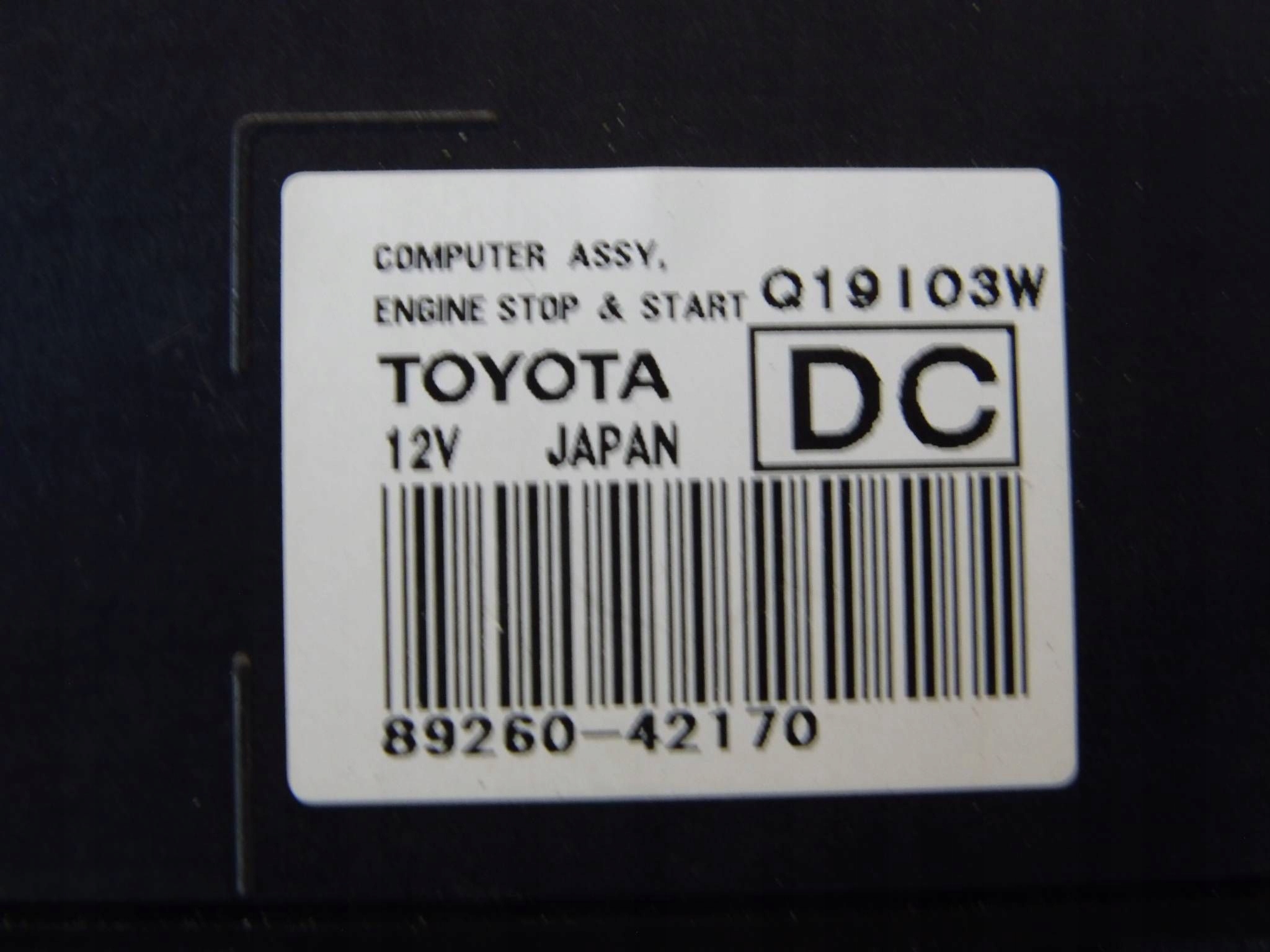 Toyota RAV4 V module control unit START STOP 89260-42170