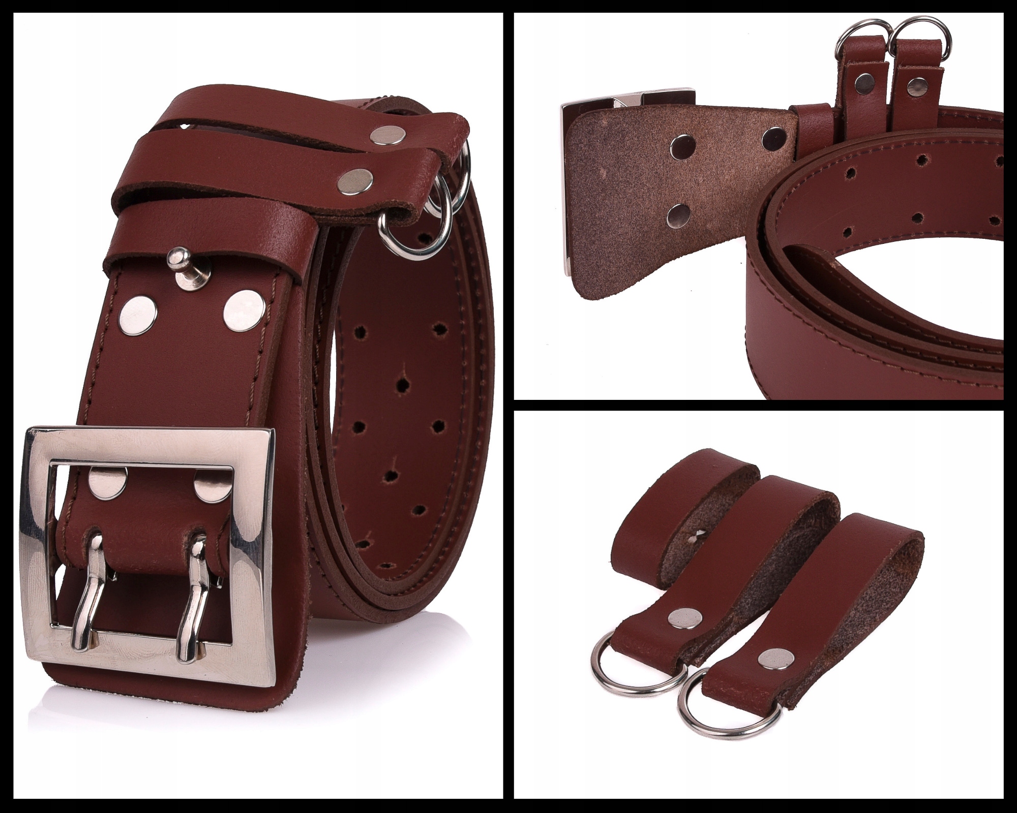 Pas Oficerski Wojskowy pasek Skórzany POLICJA Kolor okuć srebrny