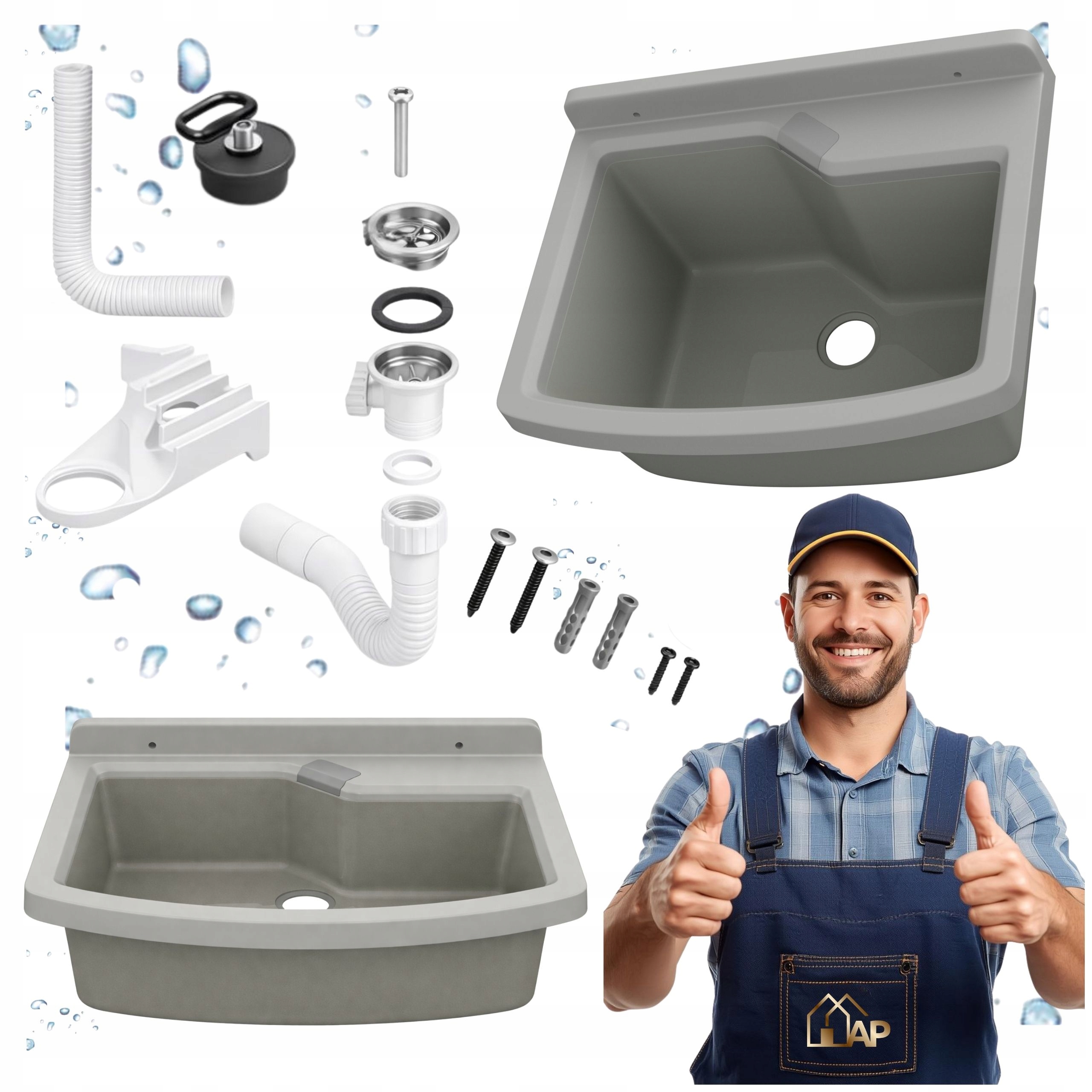 Hospodářský Dřez Komora Šedá Dřez Libre 50 Kotelna Garáž Prádelna